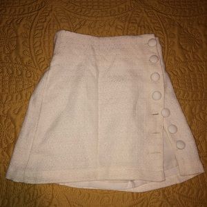Line By K Short White Lined Button up Skirt